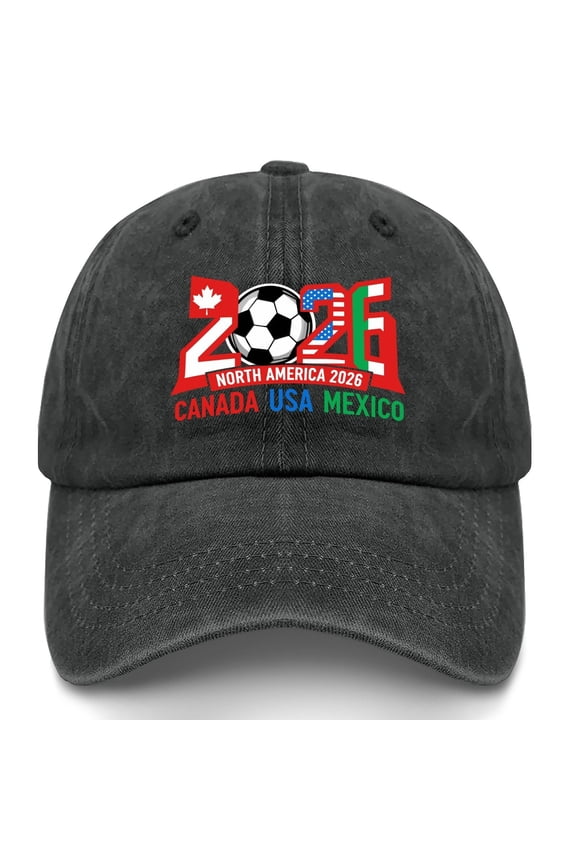 2026 World Cup Soccer Football Supporters Cap USA Canada Mexico Host Nations Adjustable Baseball Hat Black