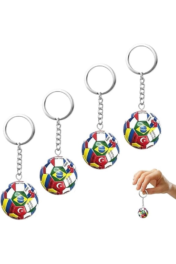 2026 World Cup Soccer Keychain, Football Ball Keychain with National Flags, Sports Theme Backpack Charm for Fans(RL 4 PCS)