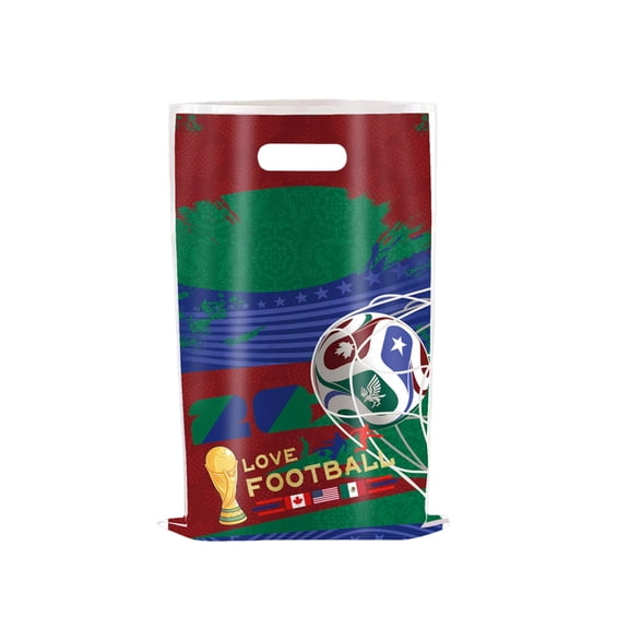 2026 World- Cup Soccer Party Favor Bags - 10pcs Football Themed Goodie Bag, Candy Cookies Gift Decor for Kids Adult, Birthday Holiday Celebration Decorations Supplies for Sport Team Games Event