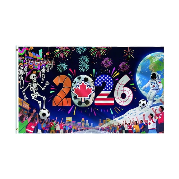 2026 World Cup USA Canada Patriotic Banner, 3x5 FT Weather Resistant Polyester Flag For Outdoor Sports Game Day Decor & Viewing Party
