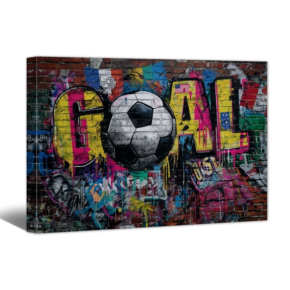 2026 World Football Cup Canvas Wall Art, Vintage Soccer Painting for Bedroom, Retro Black Cat Sports Canvas Art Print Picture for Teen Boy Birthday Party Fans Gift