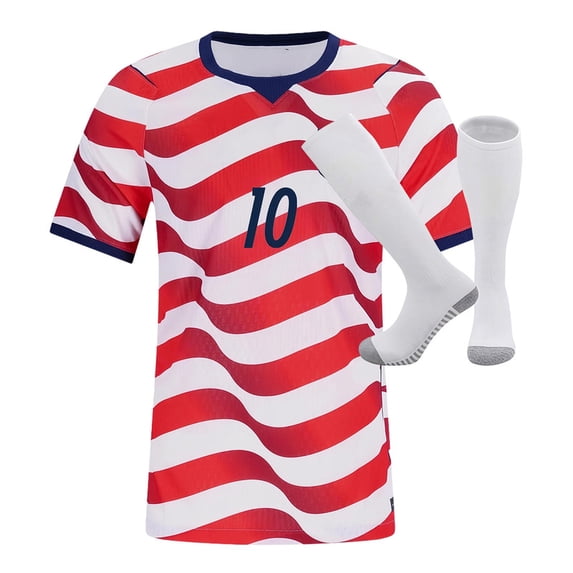 2026 World Game United States National Team Soccer #10 T-Shirt Pairing With Socks Retro Style Fashion Sports T-Shirt White