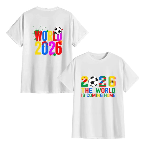 2026 World Soccer Tournament Football Themed Graphic T-shirtsDouble Sided Different Design T-Shirt , OdeJous White T-Shirt 2XL