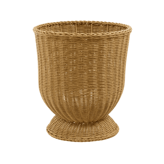 2026 Woven Urn Planter Easter Decor Outdoor Indoor Wicker Style Flower Pot Classic Garden Pedestal Container for Spring Porch Entrance Display(11.8Inch,Ginger)