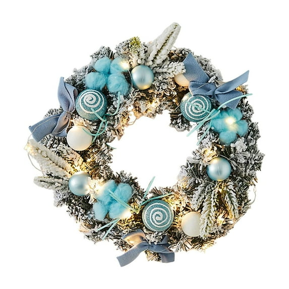 2026 Wreaths with Clear Lights for Front Door, Spring Wreaths for Front Door Outside, Front Door Wreath All Season, Green Wreath for Spring Farmhouse Porch Wall Wedding Room Home Decor (E, 11.8")