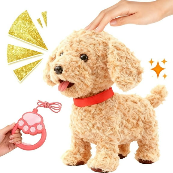 2026 Robot Dog Lifelike Toy Dog, Interactive Robot with Touch Sensing Voice Mimic Licking Motion Leash Remote Soft Fur for Kids Battery Powered (1PC)
