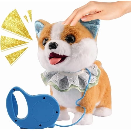 2026 Wuffy Robot Dog Lifelike Toy Dog, Interactive Robot with Touch Sensing Voice Mimic Licking Motion Leash Remote Soft Fur for Kids Battery Powered (B-)