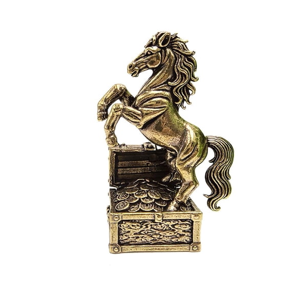 2026 Year Brass Horse Figurine Feng Shui Wealth Ornament 2026 Chinese Lucky Horse Statue Metal Table Decor for Home Office Store Prosperity Symbol