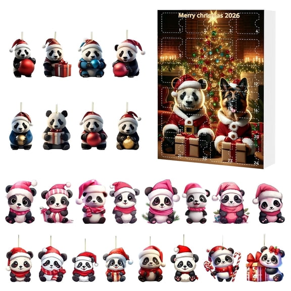 2026 Year Countdown With Cute Panda Mystery Collectible Figurines Hanging Party