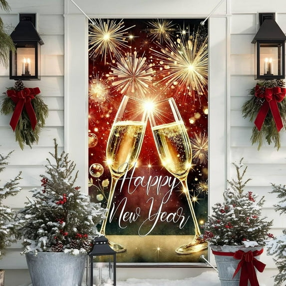 2026 Year Eve Banner Party Decorations Backdrop Hanging Cloth for Door Wall Holiday Celebration Decor(E)