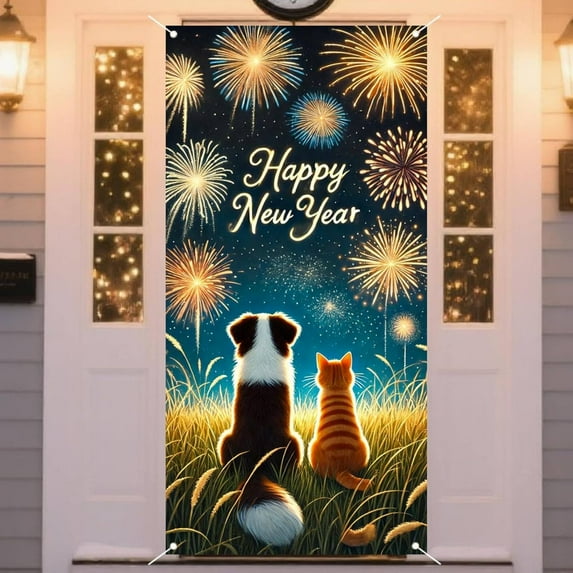 2026 Year Eve Banner Party Decorations Backdrop Hanging Cloth for Door Wall Holiday Celebration Decor(I)