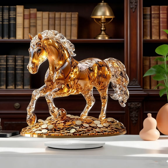 2026 Year of the Horse 2D Acrylic Ornament - Tabletop Decor & Car Rearview Mirror Pendant, Cute Festive Design, Shatter-Resistant, Perfect for Lunar Year Gift & Home Decor, 5.9*5.9in, Orange
