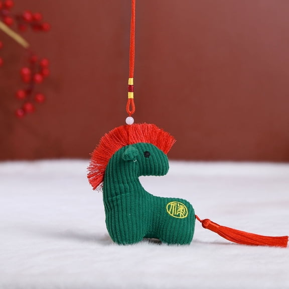 2026 Year of The Horse Chinese Knot Style New Year Ornaments Horse Charm Traditional Chinese Festival Decoration Plush Mascot Home Desktops Decor Hanging Ornament for Car (C)