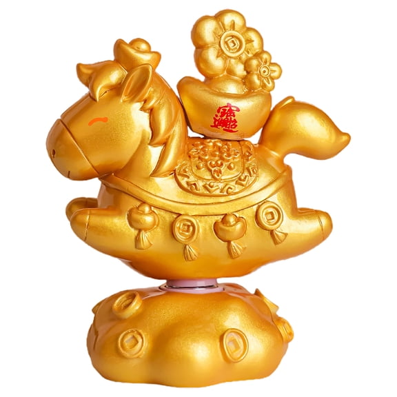 2026 Year of The Horse Chinese New Year Decoration,360° Rotating Cute Horse Resin Mascot Collectible Figurine Home Decor,Lunar New Years Blessing Souvenir Car Table Decor for Luck&Wealth(2.36"x2.56")