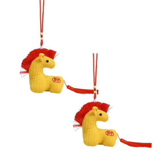 2026 Year of the Horse Chinese New Year Ornament – Chinese Knot Style Plush Horse Mascot, Traditional Festival Hanging Decoration for Home Desktop, Car & Holiday Decor