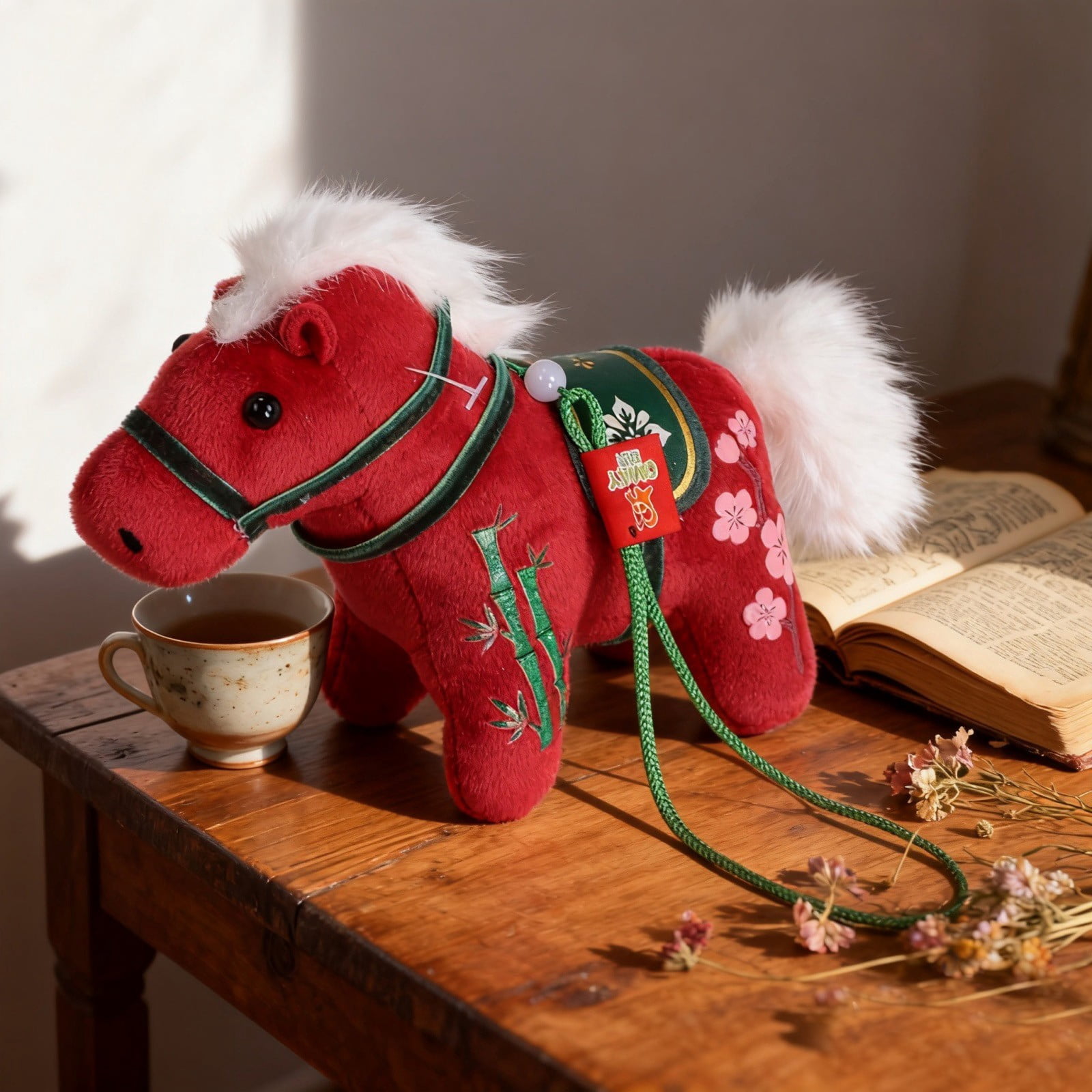 2026 Year of The Horse Chinese New Year Ornaments Cute House Plush Mascot Figurine Home Decor Gifts Indoor Outdoor Hanging Ornament for Car,Bag,Holiday,(1Pc / 7"X4")