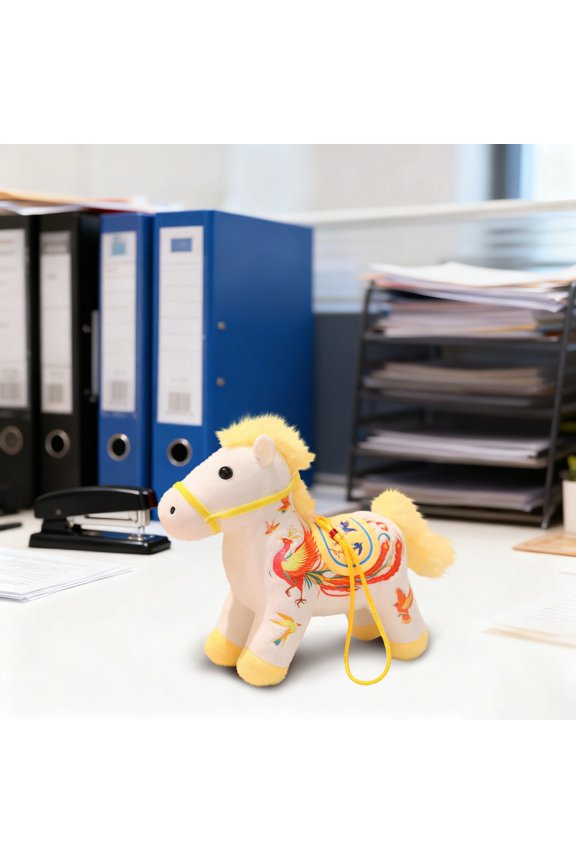2026 Year of The Horse Chinese New Year Ornaments Cute House Plush Mascot Home Decor Gifts Indoor Outdoor Hanging Ornament for Car, Bag, Holiday(4.72")