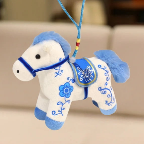 2026 Year of The Horse Chinese Plush Horse Ornament, Cute Stuffed Horse Figurine & Lucky Mascot, Hanging Decor for Home & Christmas, New Year Gift for Holiday Souvenir Decoration(White)