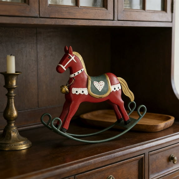 2026 Year of the Horse Decorative Hanging Ornament - Festive Christmas Home Decoration, Handcrafted Rocking Horse Figurine for Living Room Bedroom Wall & Tabletop Display