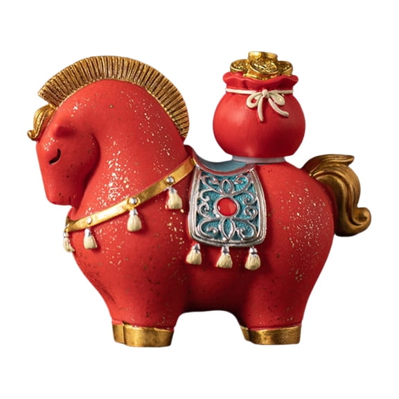2026 Year of the Horse Fire Horse Statue Collectible, Chinese Zodiac Horse Figurine, Feng Shui Red Horse Ornament for Good Fortune, Success & Prosperity, Chinese New Year Home Office Decor