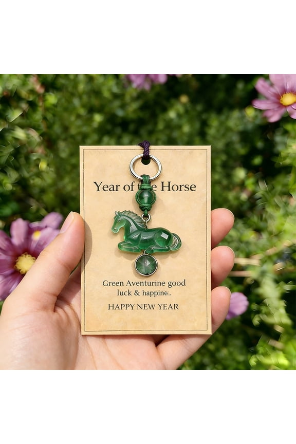 2026 Year of the Horse Lucky Amethyst Crystal Keychain – Hand-Polished Spiritual Totem Key Ring with Gift Bag & Meaning Card for Graduation Promotion,A