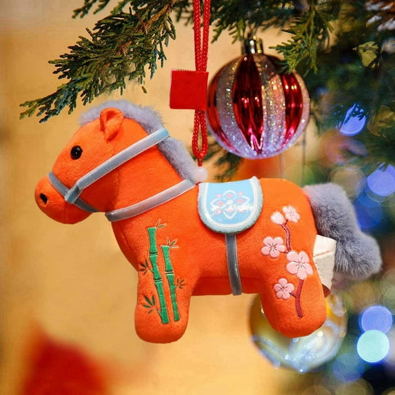 2026 Year of The Horse Mascot Figurine, Chinese Zodiac Horse Pendant Statues Decorations, Collectibles and Gifts Hanging Ornament for Car, Bag, Home Decor 12cm Orange