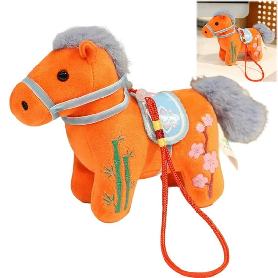 2026 Year of The Horse New Year Ornaments Spring Festival Horse Year Plush Figurine Chinese Mascot Stuffed Animal,2026 Lunar New Year Bag Car Hanging Ornament