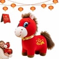 thumbnail image 1 of 2026 Year of The Horse Plush, Funny Smiling/Crying Horses Plushie Figurine, Cute Lucky Chinese Lunar New Year Mascot Zodiac Ornament for Home Store Tabletop Decor, 1 of 6