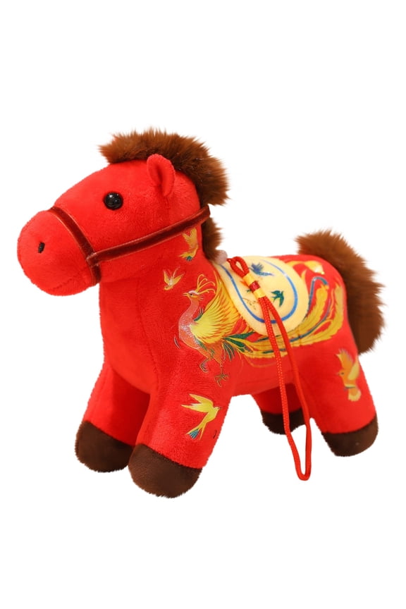 2026 Year of The Horse Plush Ornament, Cute Mascot with Embroidery Pattern Horse, Zodiac Horse Gift Stuffed Animal Decoration, Chinese New Year Hanging Ornaments for Car, Bag Decor, 4.72inch