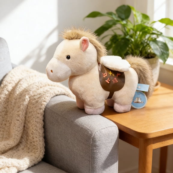 2026 Year of The Horse Soft Plush Pillow, 7.9in Cute Stuffed Toy, Suitable for Adults and Teenagers, Perfect Birthday or Party Gift and Home Decor Accessory, White