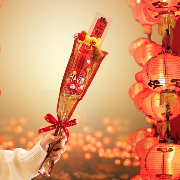 2026 Year of the Horse Spring Festival Photo Prop, Plush Candied Hawthorn Skewer Decoration, Lunar New Year Desktop Ornament and Festive Holiday Display Accent
