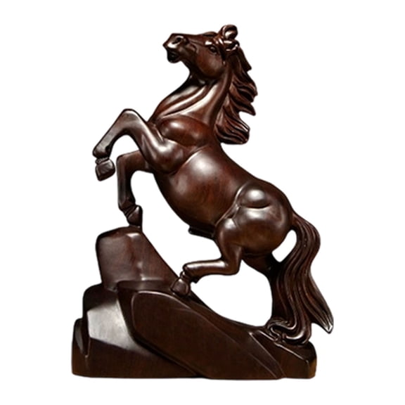 2026 Year of the Horse Statue, Wooden Horse Figurine Feng Shui Zodiac Sculpture with Wealth-Attracting Talisman, Chinese New Year Gift for Home Office Tabletop Decor