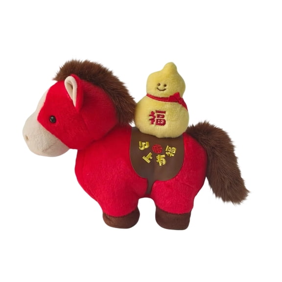 2026 Year of The Horse Stuffed Animals with Mascot Design Mascot Plush Chinese New Year Plush Horse Mascot Doll Toys Chinese Zodiac Decor for Spring Festival Lunar New Years Gifts