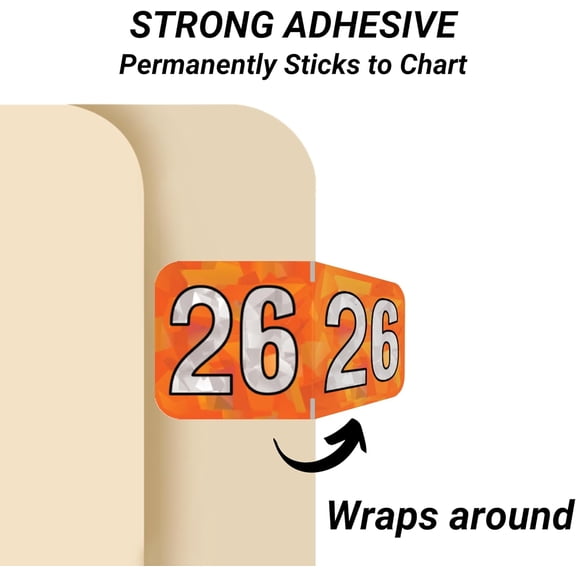 2026 Year Labels, 2026 Chart Stickers, Holographic Orange Colored, Made Year Label for End Tab File Folders, 500 Labels per Roll, 1 Roll, 3/4" x 1-1/2"