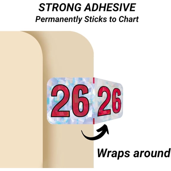 2026 Year Labels, 2026 Chart Stickers, Holographic Silver Colored, Made Year Label for End Tab File Folders, 500 Labels per Roll, 1 Roll, 3/4" x 1-1/2"