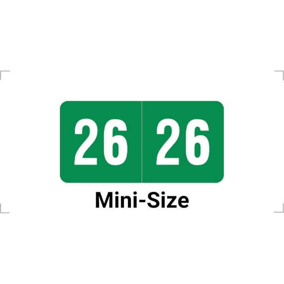 2026 Year Labels, Green, Compatible with Smead SMYM Series, 2026 Chart Stickers, Made Year Labels for End Tab File Folders, 500/Roll, 1/2" x 1" - Small Size