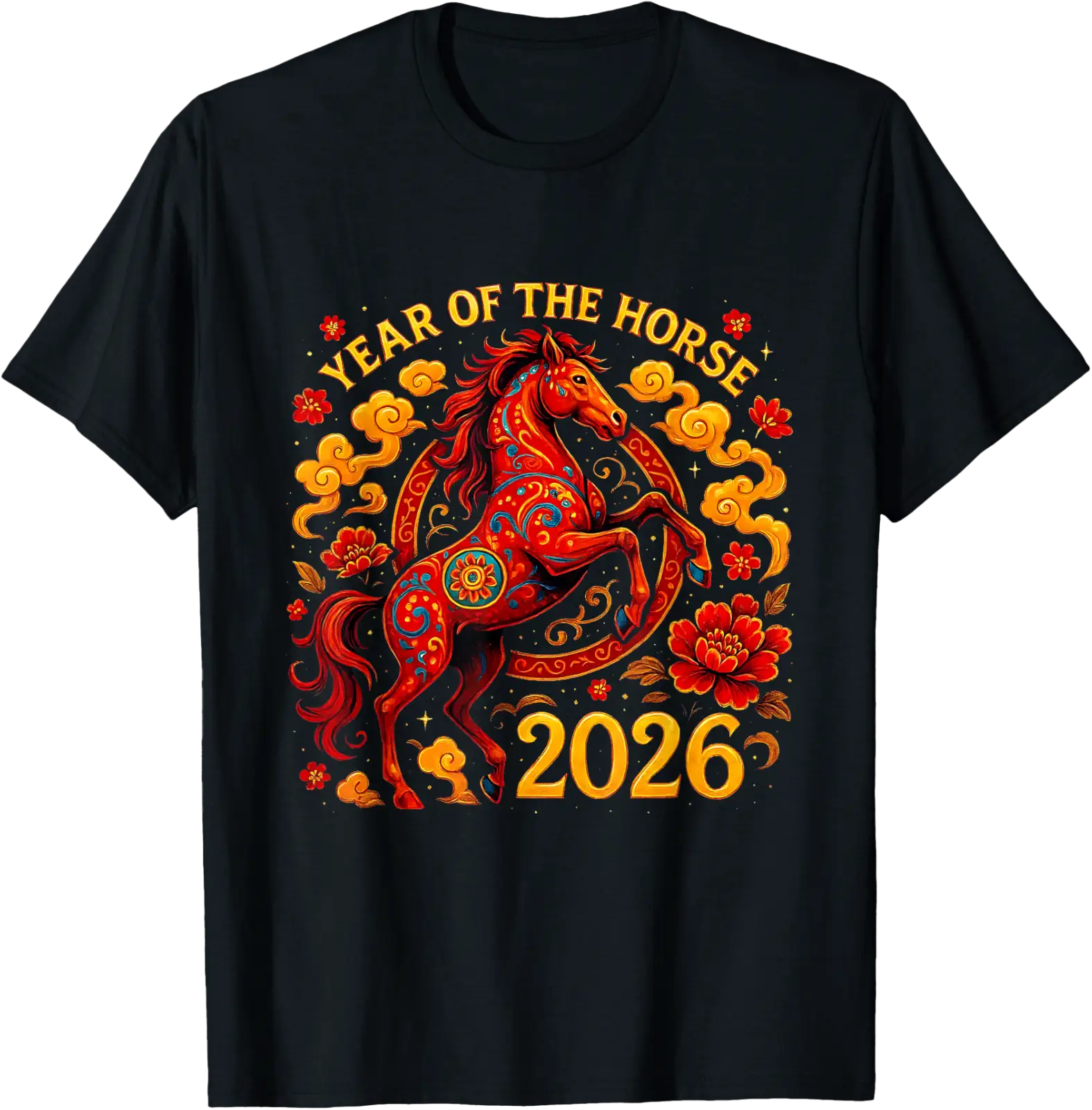 2026 Year Of The Horse Lunar Newyear Zodiac Art T-Shirt V1 All Size S ...