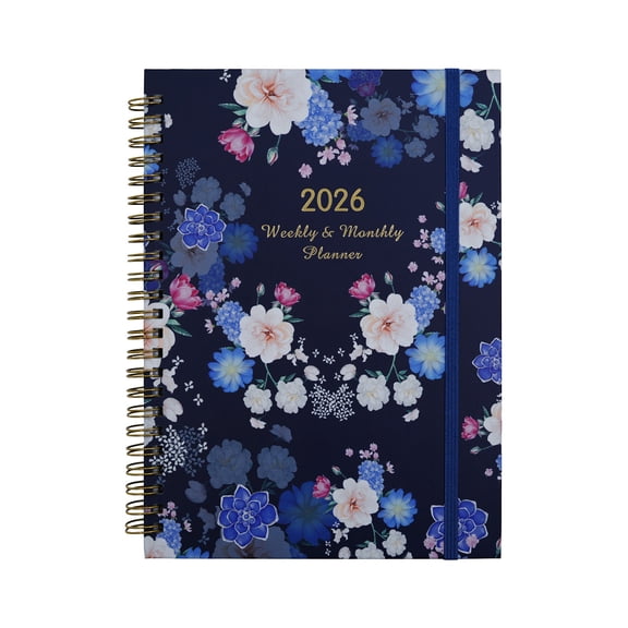 2026 Year Weekly and Monthly Planner with Monthly Labels and Pockets Hardcover with Front and Back Pockets Double Stitched (A)