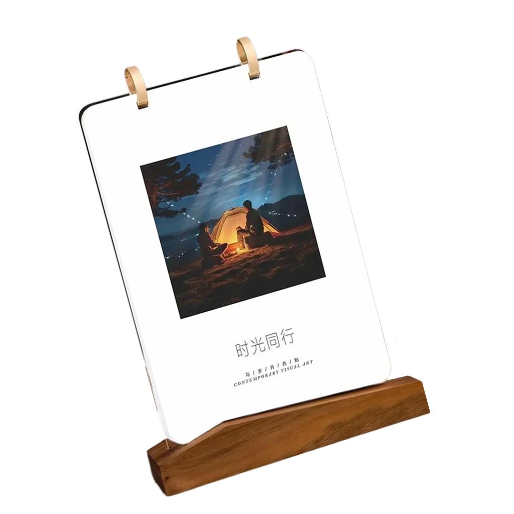 2026 Year of Horse Calendar 2026 Desktop Monthly Flipping Calendar With Acrylic and Wooden Display Stand for Home Office