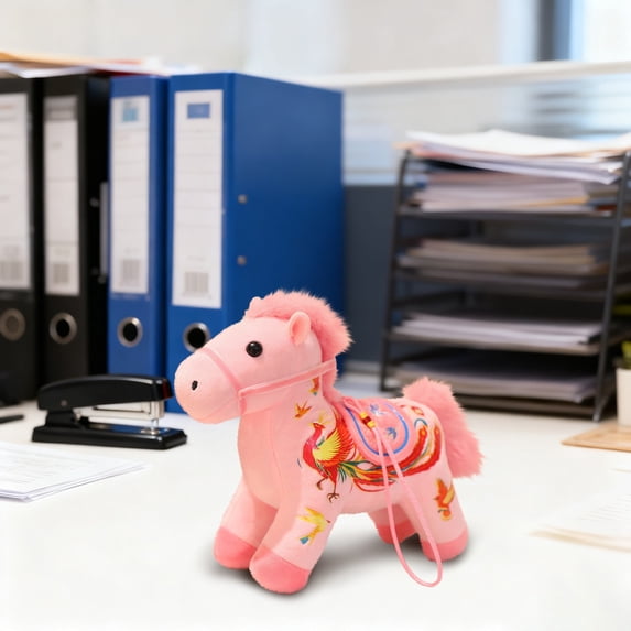 2026 Year of The Horse Chinese New Year Ornaments Cute House Plush Mascot Home Decor Gifts Zodiac Souvenir Chinese New Years Decorations 2026 (B)