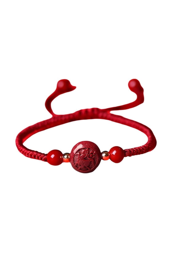 2026 Year of the Horse Cinnabar Red String Bracelet, Feng Shui Lucky Amulet, Handmade Woven Zodiac Rope Jewelry for Men Women (Ben Ming Nian Gift)