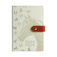 thumbnail image 1 of 2026 Year of the Horse Leather Cover Notebook, A5 Leather Binding Buckle Horizontal Line Notebook, Bookmark Notepad Cover, Weekly Planner (Beige), 1 of 7