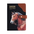 thumbnail image 1 of 2026 Year of the Horse Leather Cover Notebook, A5 Leather Binding Buckle Horizontal Line Notebook, Bookmark Notepad Cover, Weekly Planner (Coffee), 1 of 7