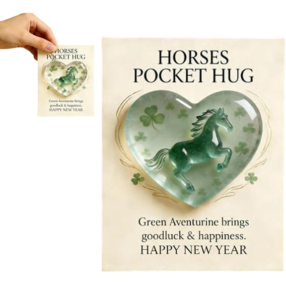 2026 Year of the Horse Pocket Hug Token with Card, Clear Acrylic Heart Keepsake Gift for New Year & Strength
