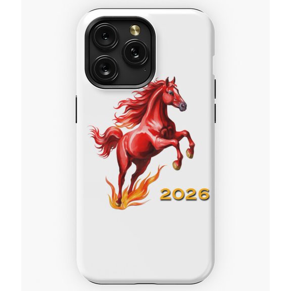 2026 Year of the Red Horse Chinese Zodiac A8426 Phone Case for iPhone 11 to 17 Pro Max