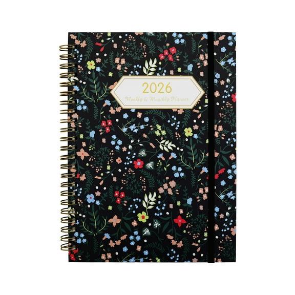 2026 Yearly Planner, Weekly Monthly Organizer, Portable Hardcover Planner with Front Back Pockets, Double Stitched Binding, Ink Resistant Paper, Goal Setting Pages, Holiday Reference, 6.5x8.5 Inches