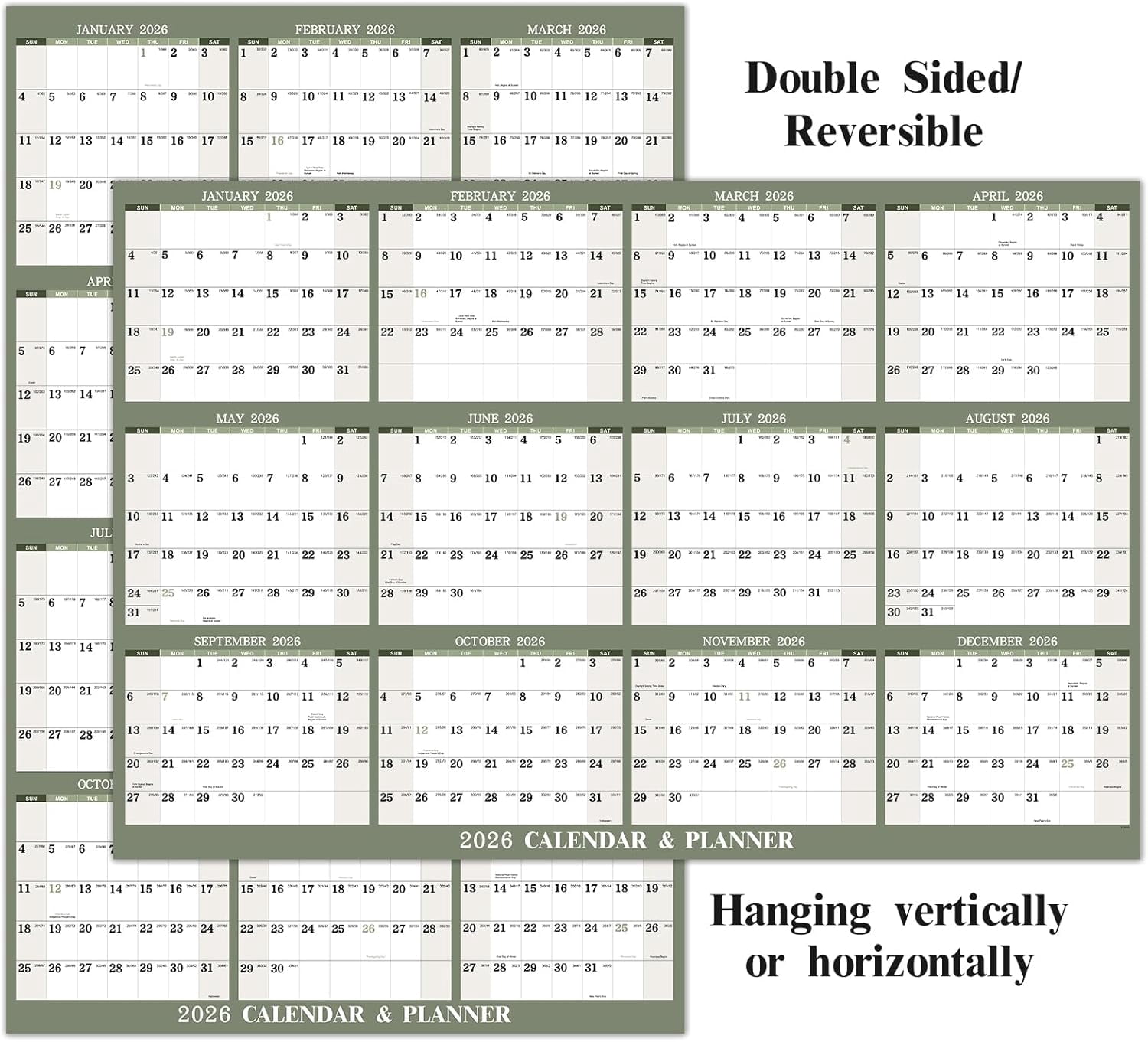 2026 Yearly Wall Calendar - 2026 Dry Erase Calendar for Wall, 34.6" x ...