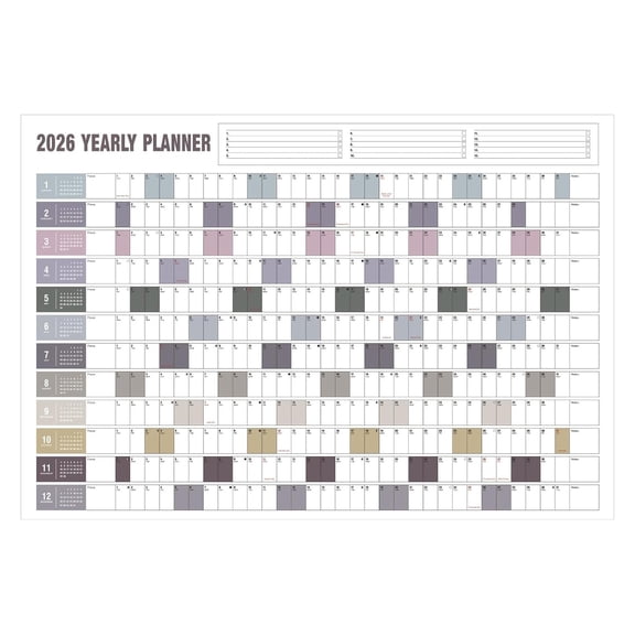 2026 Yearly Wall Calendar, Full Year Calendar One Page, Big Whiteboard Wall Calendar, Jumbo Quarterly Layout for Home or Office