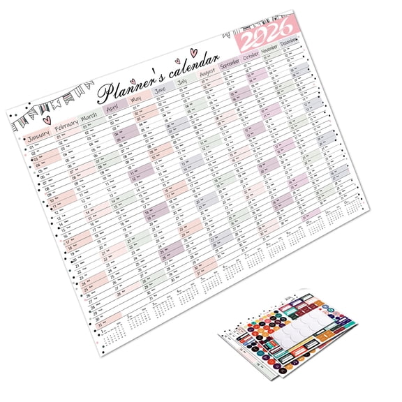 2026 Yearly Wall Planner For English Reading Improvement School Use Safe Inks Printing Recycled Paper