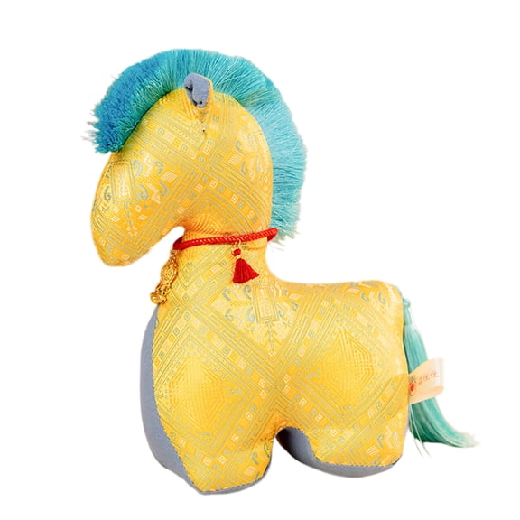 2026 Yellow 9.84" Horse Stuffed Animal, New Year Plush-Mascot Statue, Plush Tabletop Ornaments for Chinese New Year Spring Festival Gift Blessing Souvenir Home Office Tabletop Decors